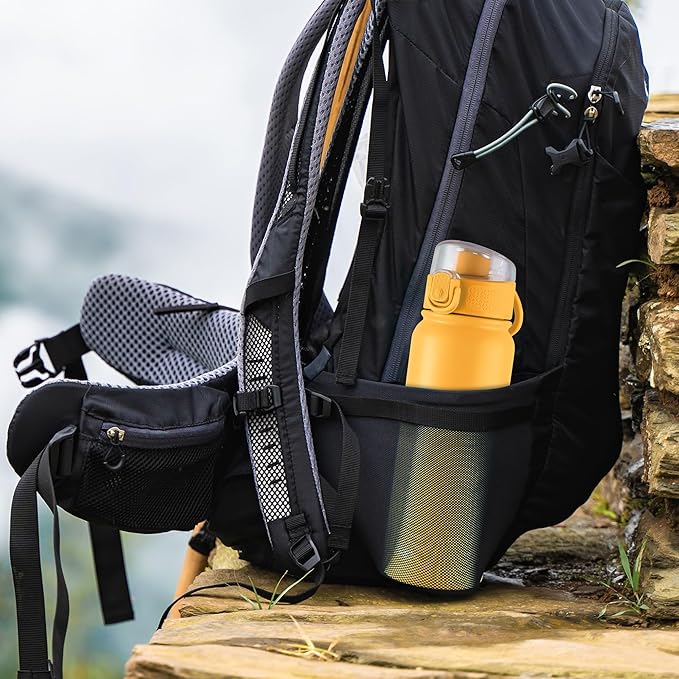 GOPPUS 20 Oz Insulated Stainless Steel Water Bottle BPA-Free Sports Water Bottle, Great for Travel, with Chug Lid - Leak & Sweat Proof with Anti-Dust Lid(orange)