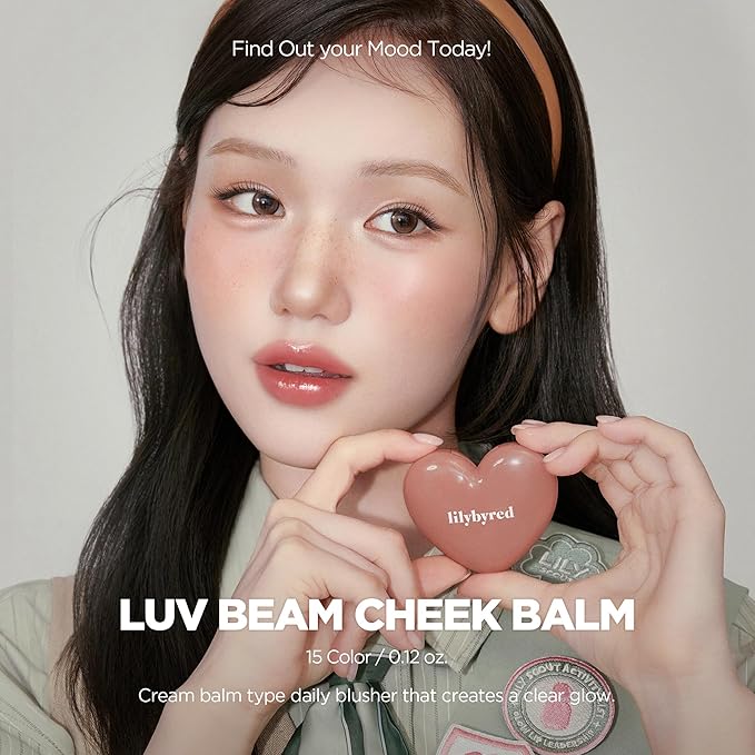 lilybyred Luv Beam Cheek Balm | Heart-Shaped Korean Cream Blush, Semi-Matte Finish, Long-Lasting, Blendable & Buildable, Soft Creamy Texture, Lightweight, Natural Flush, 0.12 oz. (04 Heart Attack Red)