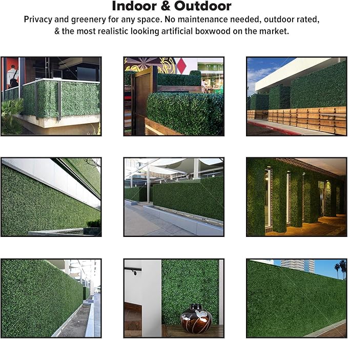 NatraHedge Artificial Boxwood Roll Panels UV Protected for Outdoor Use 33 SQF (Light Green Roll)