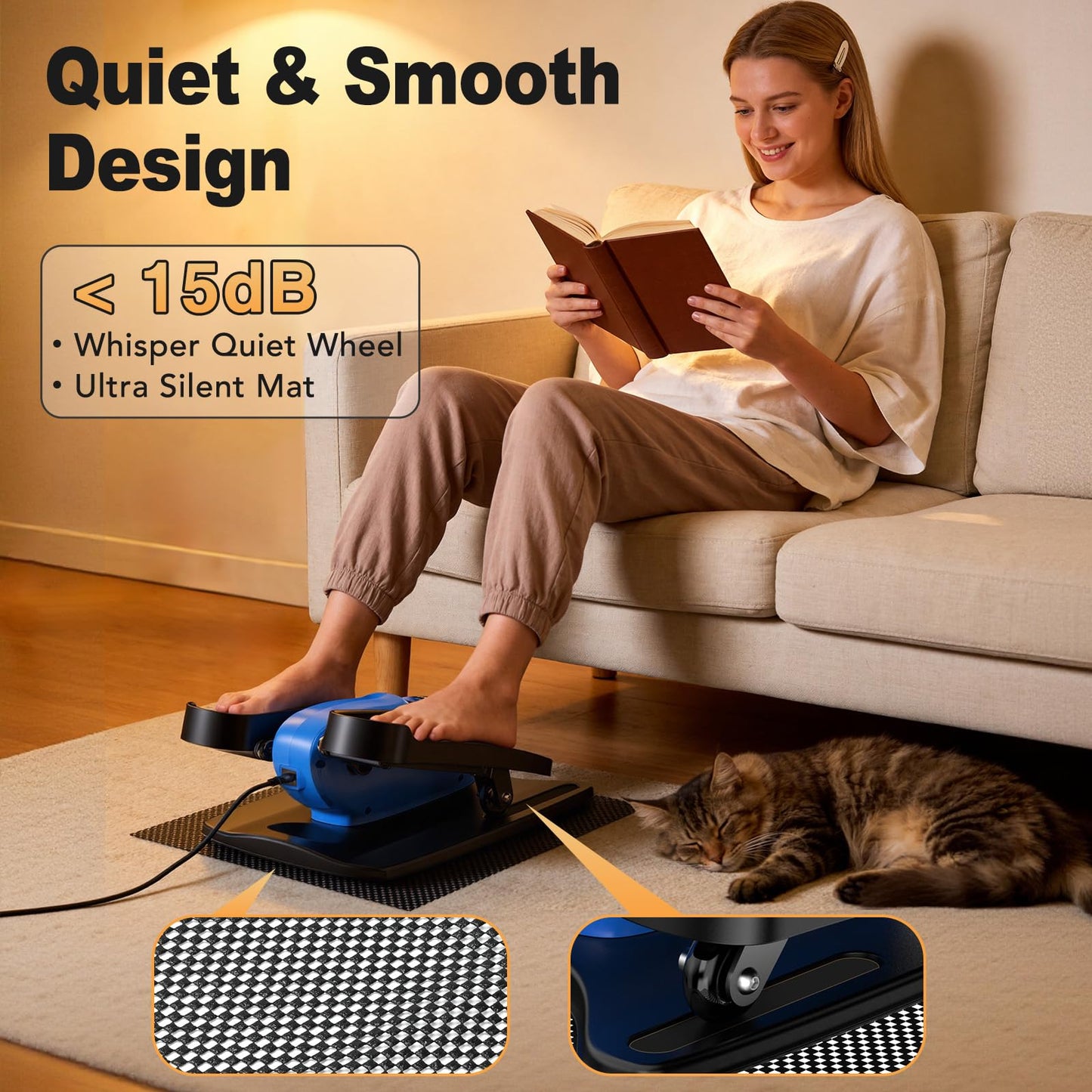 Wefely Under Desk Elliptical Machine,Leg Exerciser While Sitting for Seniors with 12 Adjustable Speed RF Remote Control,Quiet & Portable Mini Seated Pedal Exerciser with Non-Slip Mat for Home Office