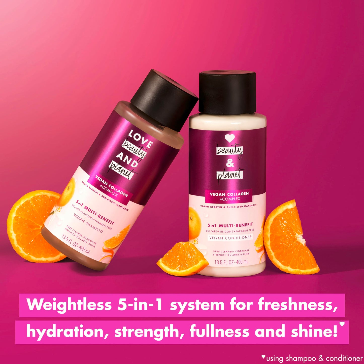 Love Beauty and Planet 5-in-1 Multi-Benefit Conditioner Vegan Keratin Collagen & Sun-Kissed Mandarin, for a Deep Cleanse, Hydrat