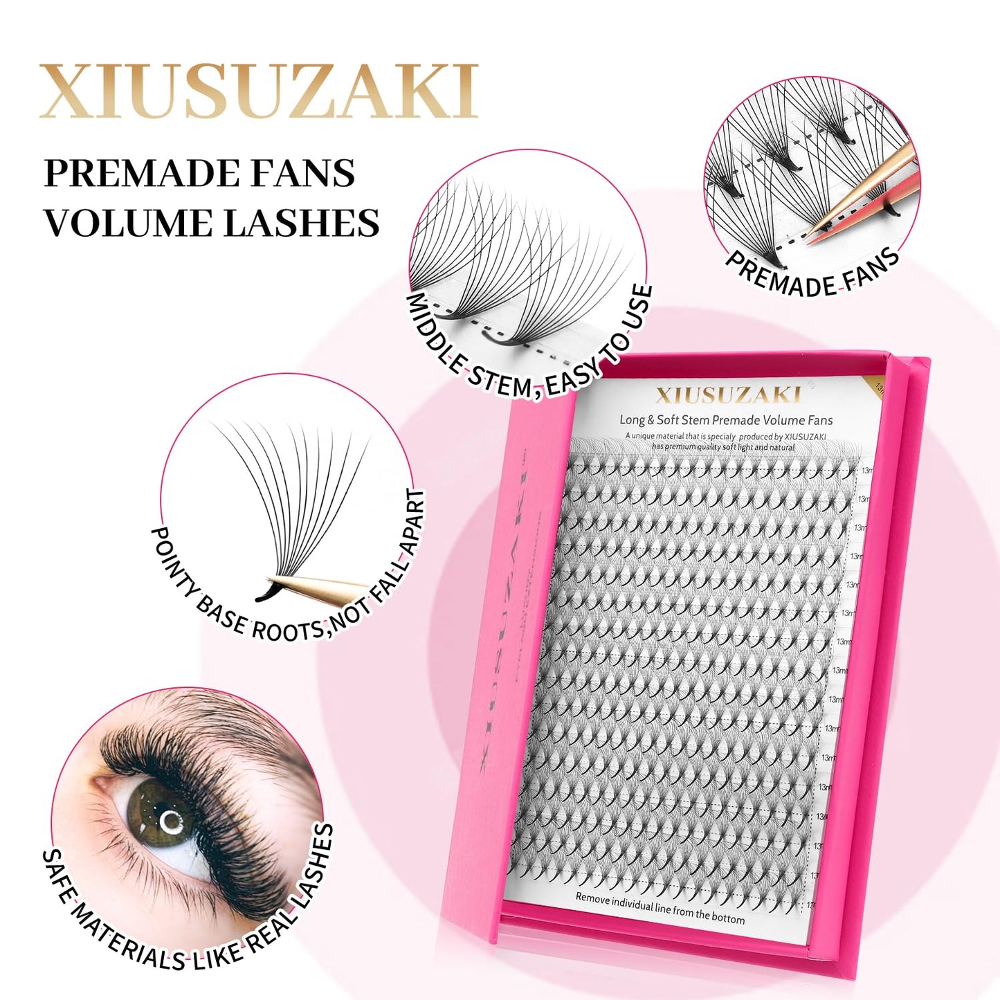 Premade Fans Eyelash Extensions 8D Volume Lash Extensions 0.07 Thickness Eyelash Extension C Curl Premade Lash Fans Mix 9-16mm Fluffy Soft Handmade Lash Fan Eyelashes(8D-0.07-C,9-16mm)