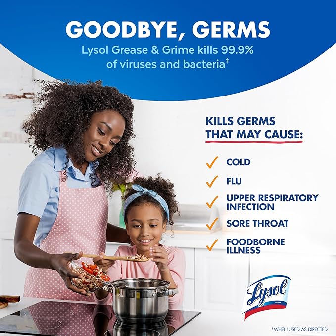 Lysol Pro Kitchen Spray Cleaner and Degreaser, Antibacterial All Purpose Cleaning Spray for Kitchens, Countertops, Ovens, and Appliances, Citrus Scent, 22oz (Pack of 4)