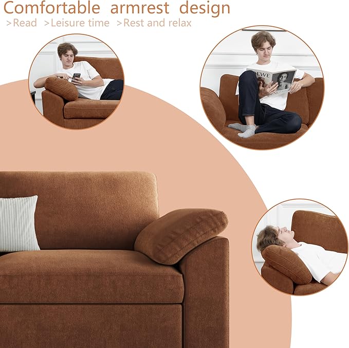 EASE MOOSE Large Sectional Modular Sofa，Large L Shape Sectional Couch Wide Deep Modular Sofa Couch Chenille Brown