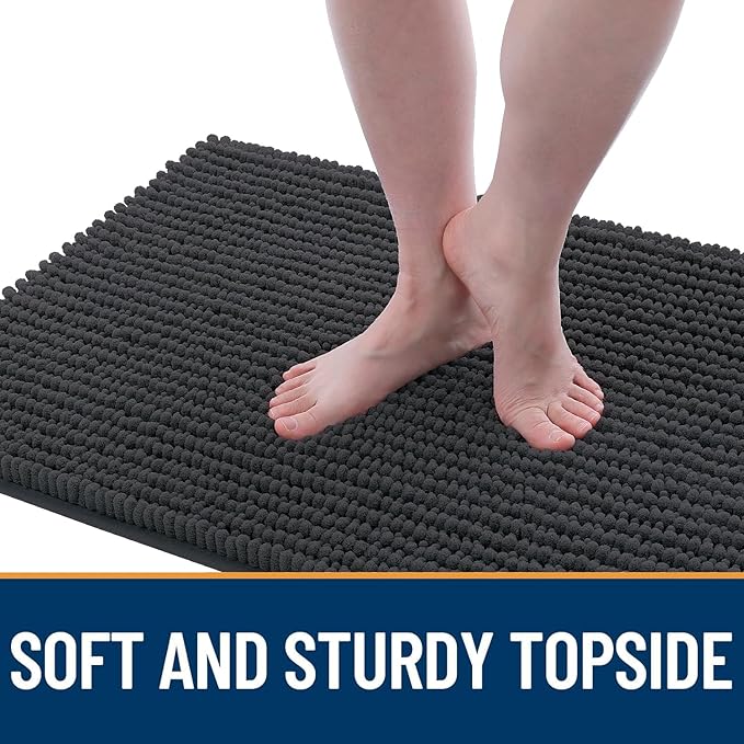 OLANLY Dog Door Mat for Muddy Paws 40x32, Ultra Absorbent Chenille Mud Doormat, Non-Slip Washable and Dirt Trapping Doormat for Indoor Entryway, Quick-Dry Indoor Pet Bed Mats for Dogs, Dark Grey