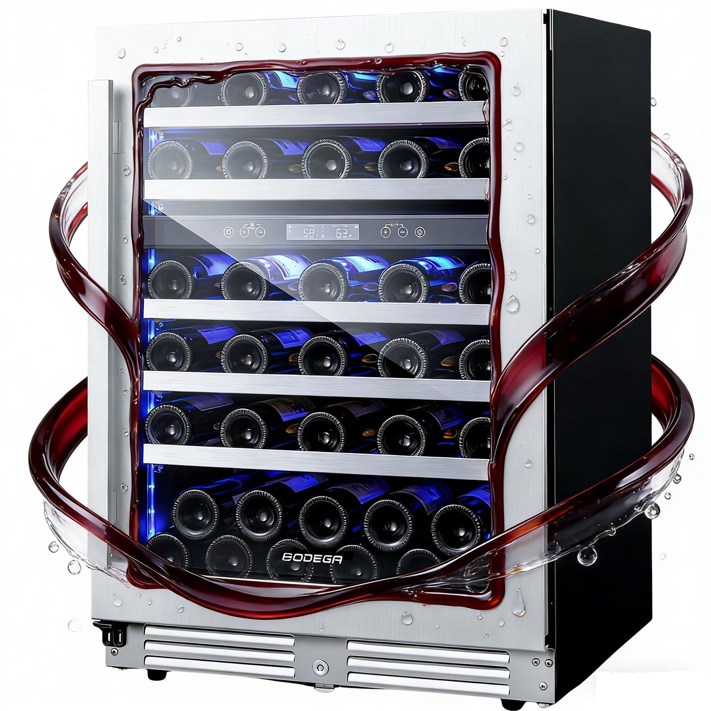 BODEGA COOLER Wine Fridge & Cooler - 24 Inch 56 Bottle Wine Cooler Refrigerator, 41-68°F Dual Zone Wine Refrigerator Glass Door, Built-in or Freestanding Fridge for Home/Bar/Kitchen (5.83 cu.ft)