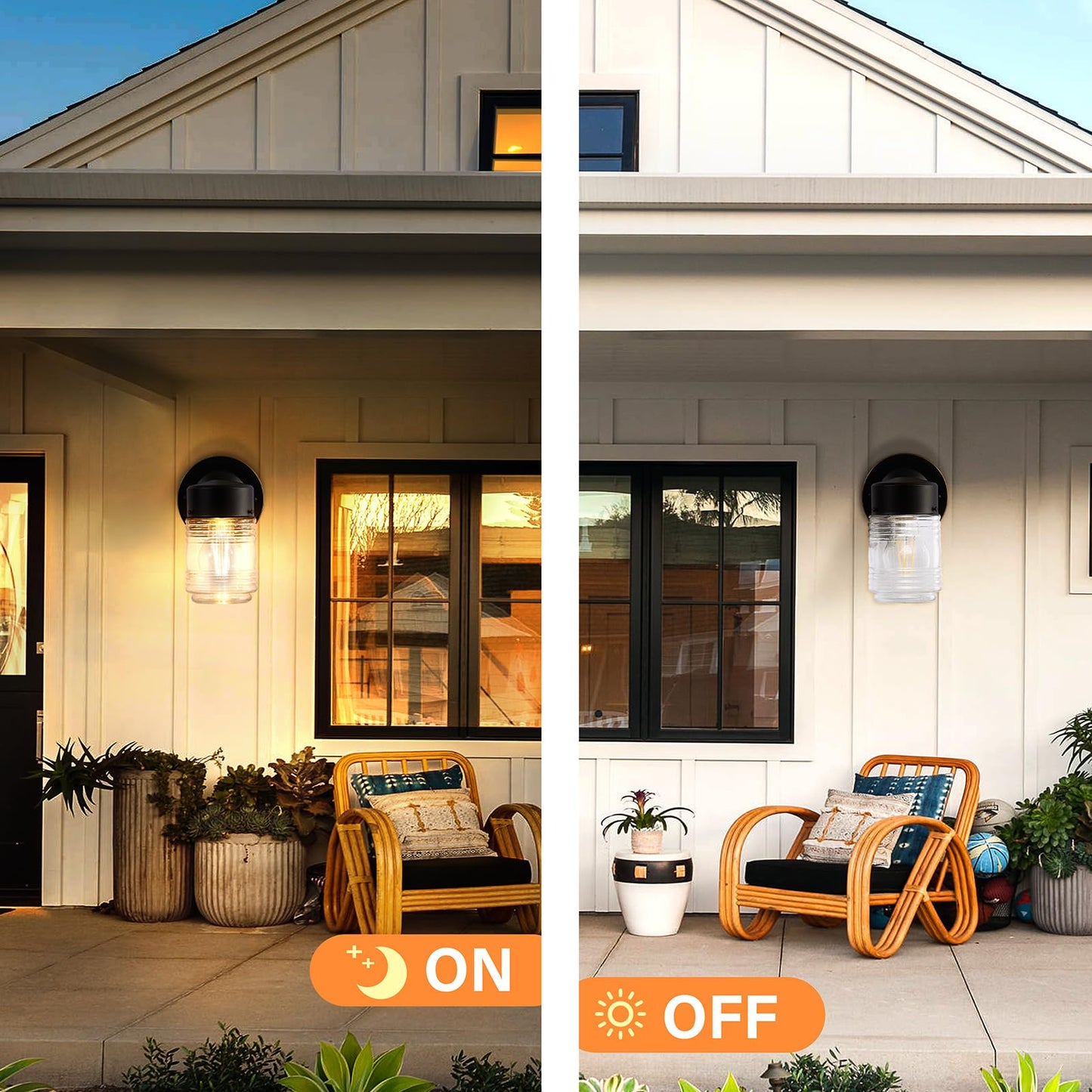 EJIAXIN 2 Pack Outdoor Wall Lantern, Exterior Waterproof Wall Sconce Light Fixtures, Black Front Door Lighting with Clear Glass Shade, Anti-Rust E26 Socket Porch Lights for Entryway