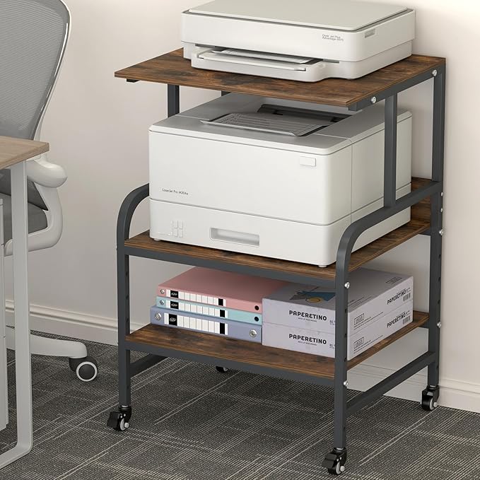 STEELIST Printer Stand for Home Office, 32.48 X 22.05 X 18.9 Rolling Printer Cart with Heavy Duty Casters, Large Storage Stand for Scanner, Fax, Metal Printer Stand for School, Workshop, Studio