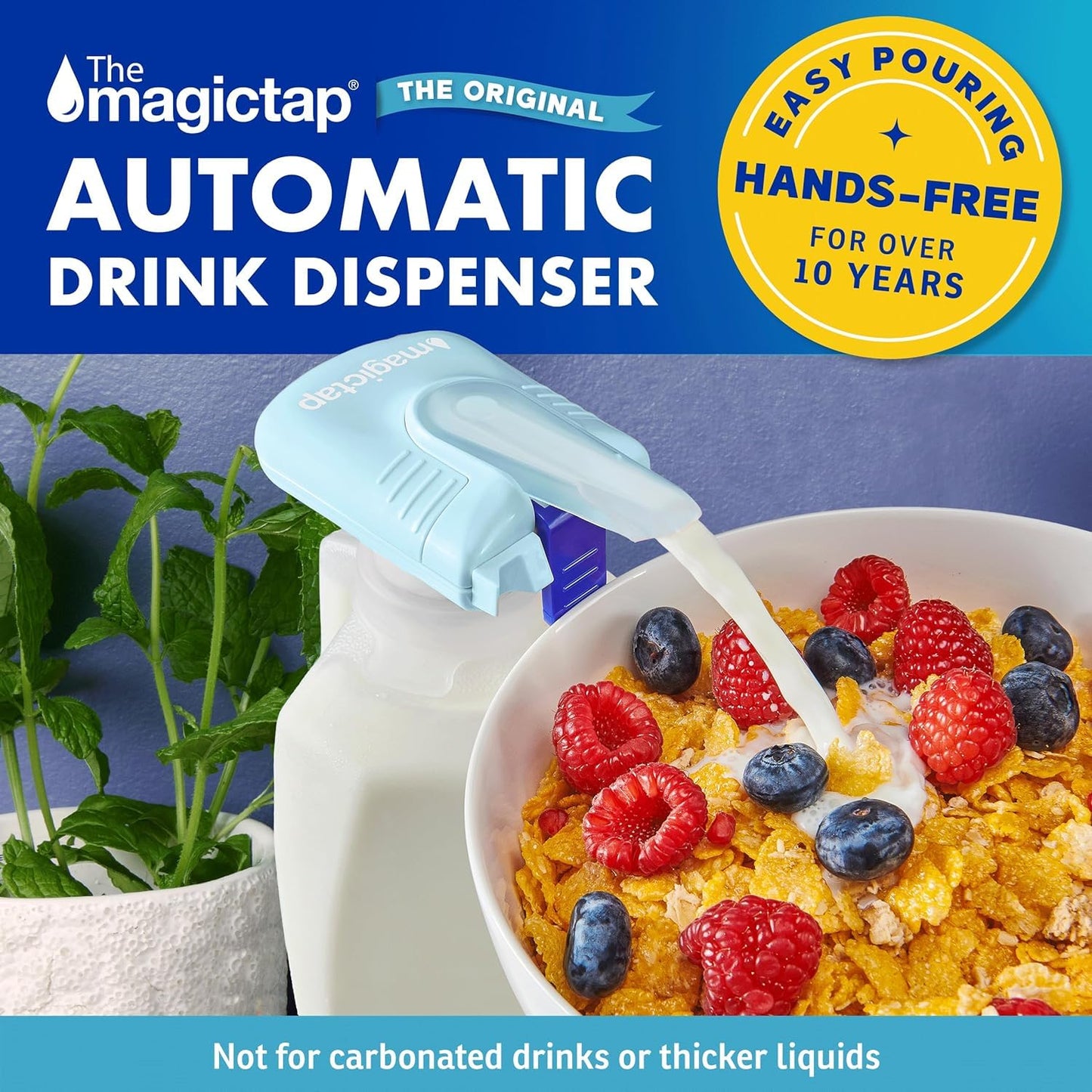 The Magic Tap Automatic Drink Dispenser - Hands-Free Beverage Dispenser for Fridge - Perfect for Milk, Juice - Gifts for Women & Men (3, Teal)