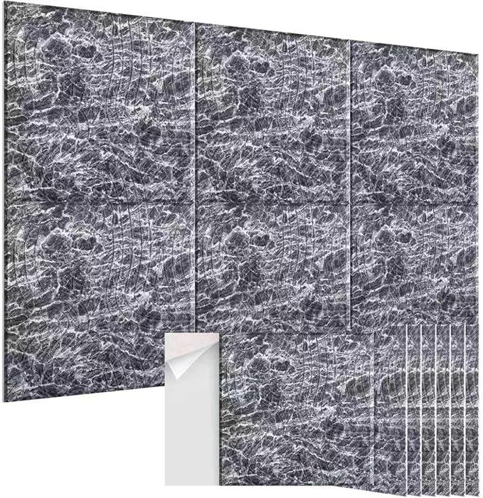 EVENRISING Acoustic Wall Panels 6 Pack, 24"x24"Decorative Art Soundproof Panels, Sound Absorbing Self-Adhesive Panel, Acoustic Treatment for Studio, Home Theater, Office (Storm AuraGrain)