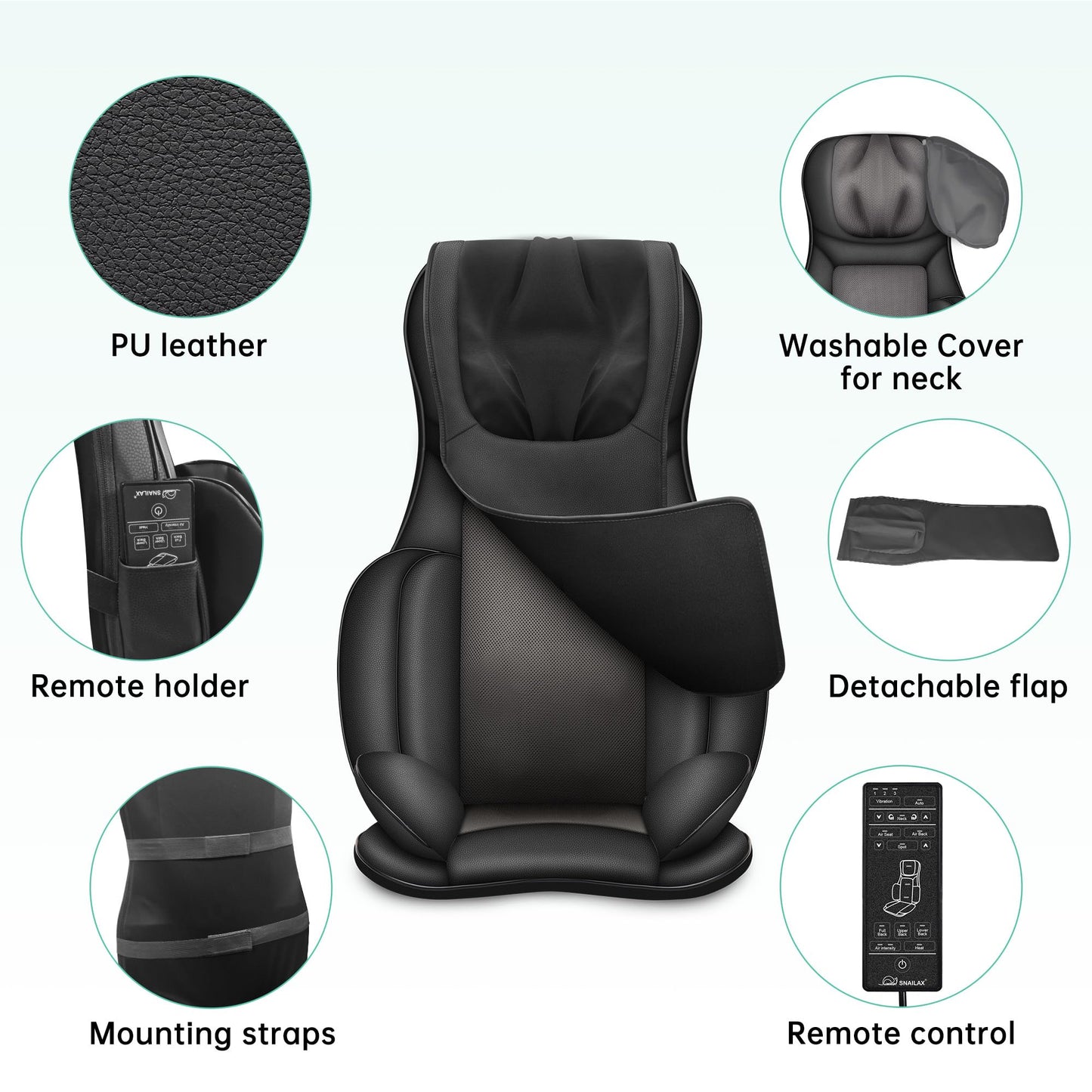 Snailax Neck Back Massager with Heat, Full Body Massage Chair Pad, Adjustable Compression, Rolling, Shiatsu Massage Seat Cushion, Chair Massagers,Gifts for Women, Man (Upgrade)