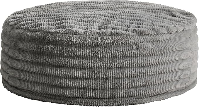 Hobestluk Bean Bag Chairs Beanbag Chair with Filler Adult Bean Bags with Fluffy Ripple Cover, Giant Bean Bag Chairs for Adults (Grey, 6FT - 70" x 70" x 15")