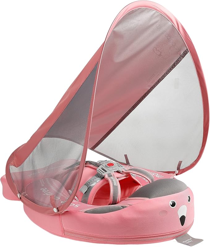 Mambobaby Float Baby Swim Float with Canopy, Non-Inflatable Solid Baby Float, Upgrade Soft Skin-Friendly Fabric Material I...