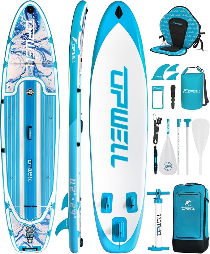 UPWELL 11’6”/11'2”/11'/10'8”/10'6”/10'2” Inflatable Stand Up Paddle Board with sup Accessories Including Backpack, Repairi...