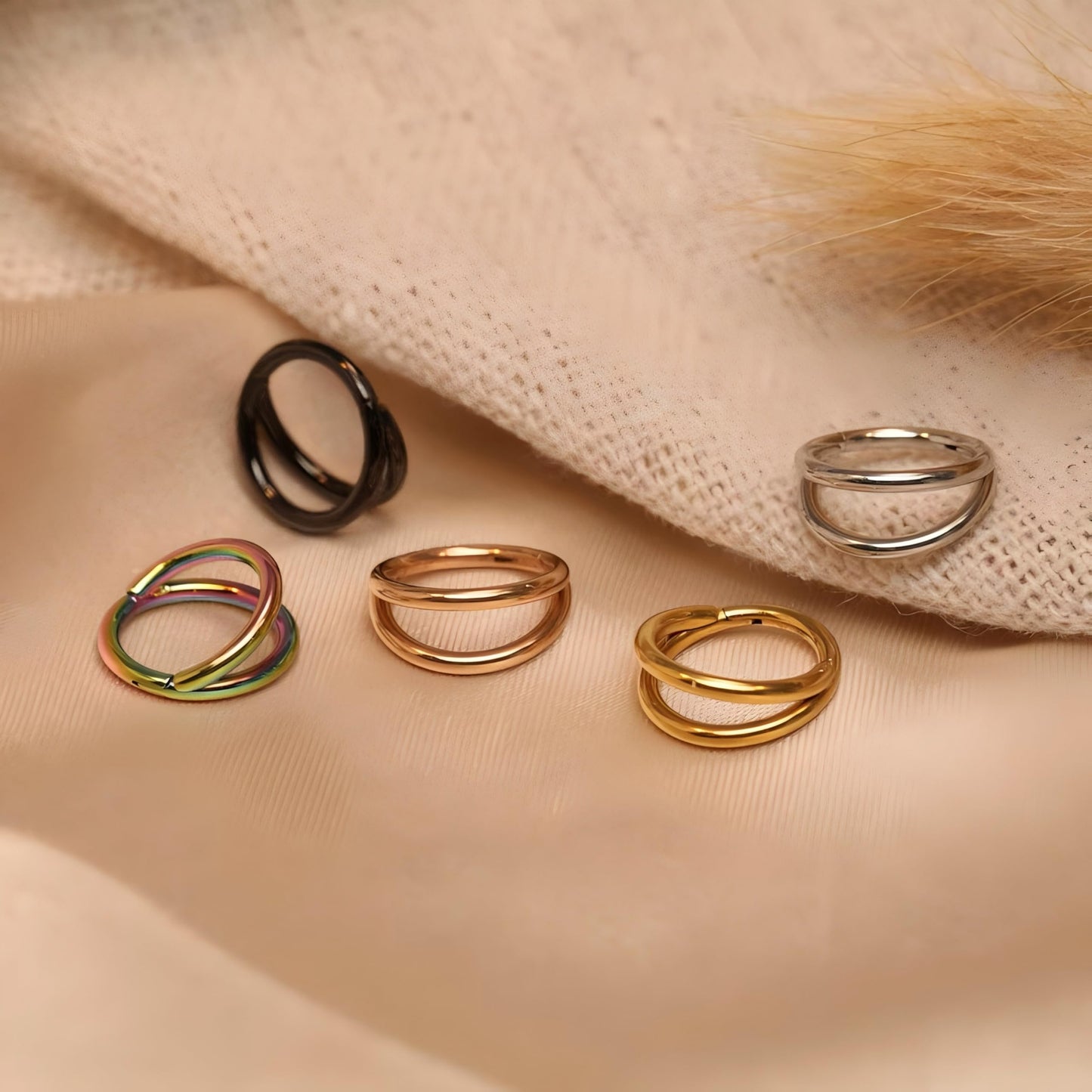 PEAKLINK 18G Double Open Stacked Cartilage Conch Helix Earring Hoop 316L Surgical Steel Septum Nose Rings 8mm Lobe Earrings Unis