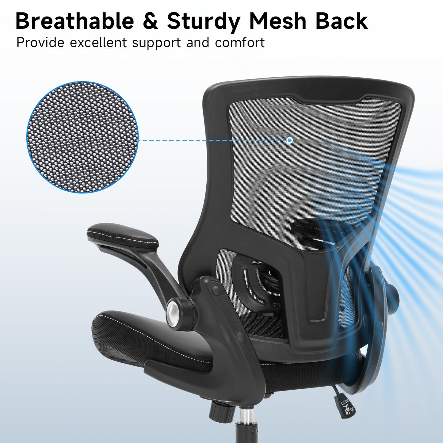Office Chair Ergonomic Desk Chair 350lbs Comfy Mesh Computer Chair with Adjustable Lumbar Support Flip-up Armrests, Executive Rolling Swivel Comfy Task Chair for Home Office