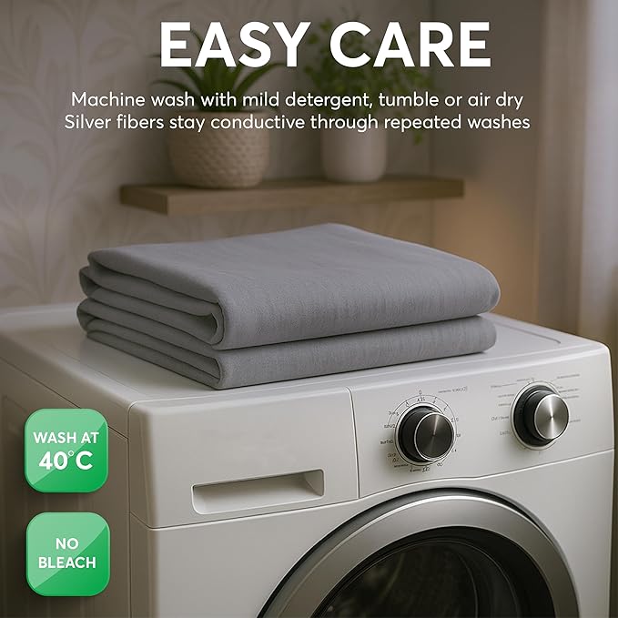 Emberix Grounding Sheets King Size, 12% Pure Silver Fiber Earthing Bed Sheet, 88% Cotton Naturally Soft & Cooling, Grounded Bed Sheets with Eye Masks & Ear Plugs for Rest & Wellness (Gray)