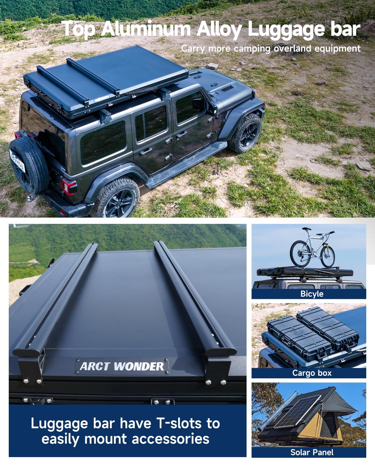 Arctwonder Rooftop Tent Hard Shell with Winter Thermal Layer,Roof top Tent Hardshell Suitable for Jeep SUV Truck Van,Camping Car 2 Person