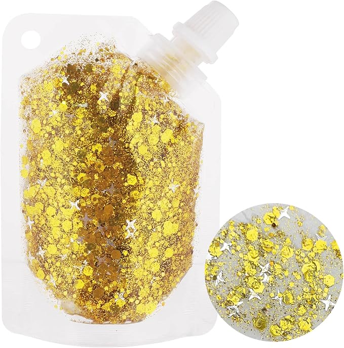 MEICOLY Gold Body Glitter,Yellow Face Glitter,Music Festival Accessories Outfits for Women,Hair Glitter for Kids,Sparkle G...