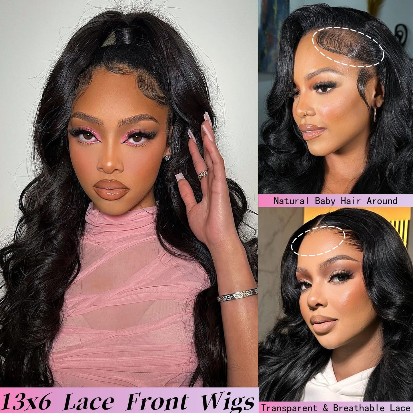 38 Inch Body Wave Lace Front Wigs Human Hair 200 Density 13x6 HD Lace Frontal Wigs Human Hair Glueless Full Lace Front Wigs Huma