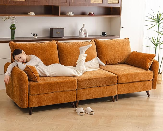 Rexulqo 104'' Modular Sectional Sofa with All Seats Storage,Oversized 3-Seater Comfy Cloud Couches with 7.8'' Thick Cushion,24.5'' Deep Seat,Big Couch for Living Room,Bedroom,Velet,Yellow