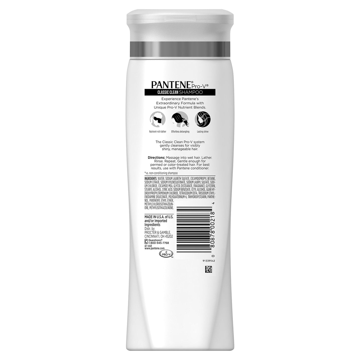 Pantene Pro-V Classic Clean Shampoo, 12.6 fl oz (Pack of 3) (Packaging May Vary)