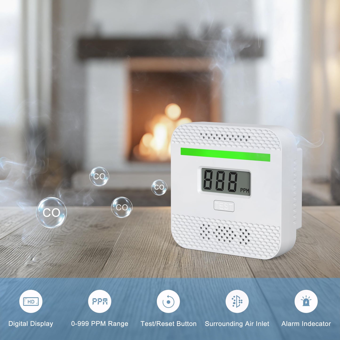Portable Carbon Monoxide Detector,Mini Travel Carbon Monoxide Detector Power by AAA Battery,Carbon Monoxides Alarm for Camp Motor Home Basement Hotel (1, White)