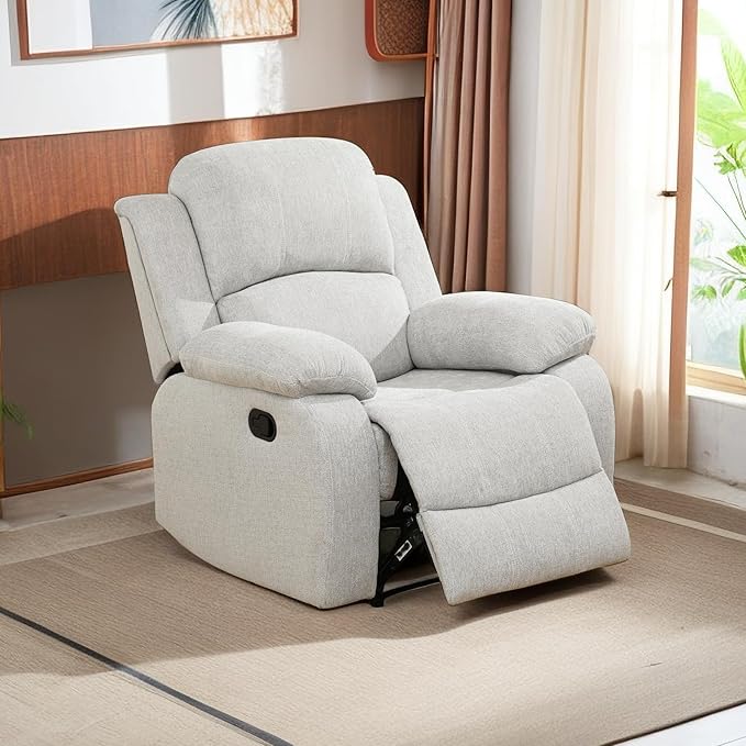 A Ainehome Living Room Furniture Set Leather Recliner Sofa Set Loveseat Chair Furniture Sofa Set for Living Room/Small Space/Rv/House/Office/Theater Seating (A-Grey White Microfiber, Chair)