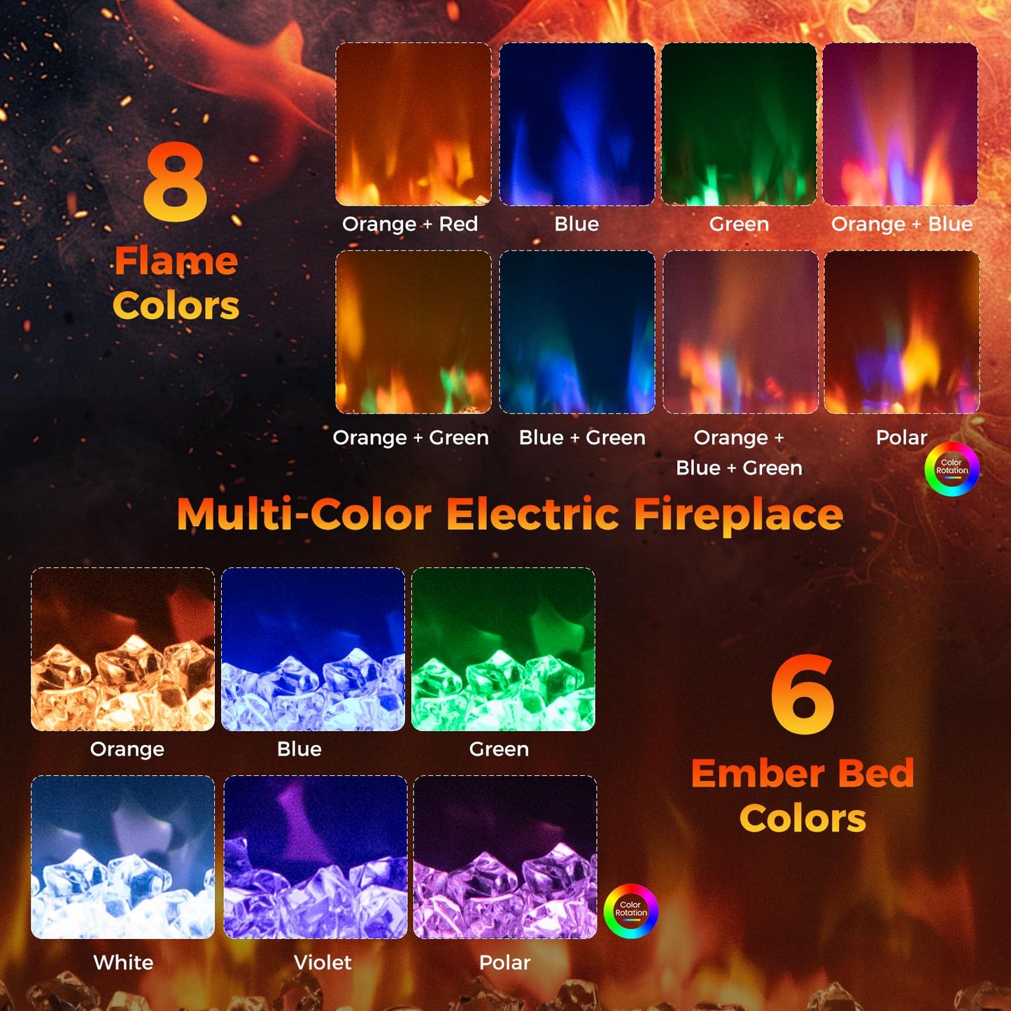 COSTWAY 23 Inch Recessed Fireplace Heater, Electric Fireplace Insert w/Multi-Color Flame & Crystal Ember Bed, Remote Control, 9H Timer, Built-in Thermostat & Overheat Protection, 1500W