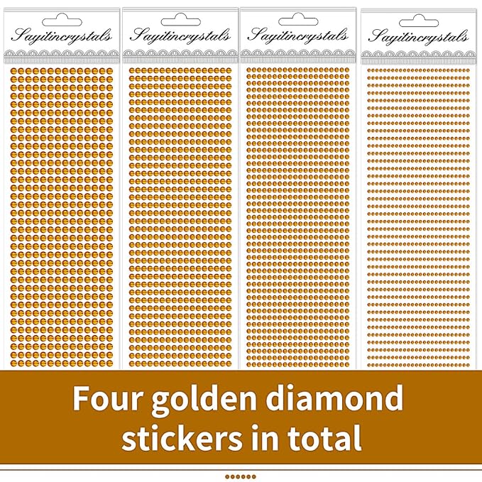 3090PCS Face Gems Eye Jewels Rhinestones Crystals Stickers 3/4/5/6mm With Gold Stickers for Body, Stick on Jewels Makeup Glue for Eye Hair Nails Make up and Craft Decor