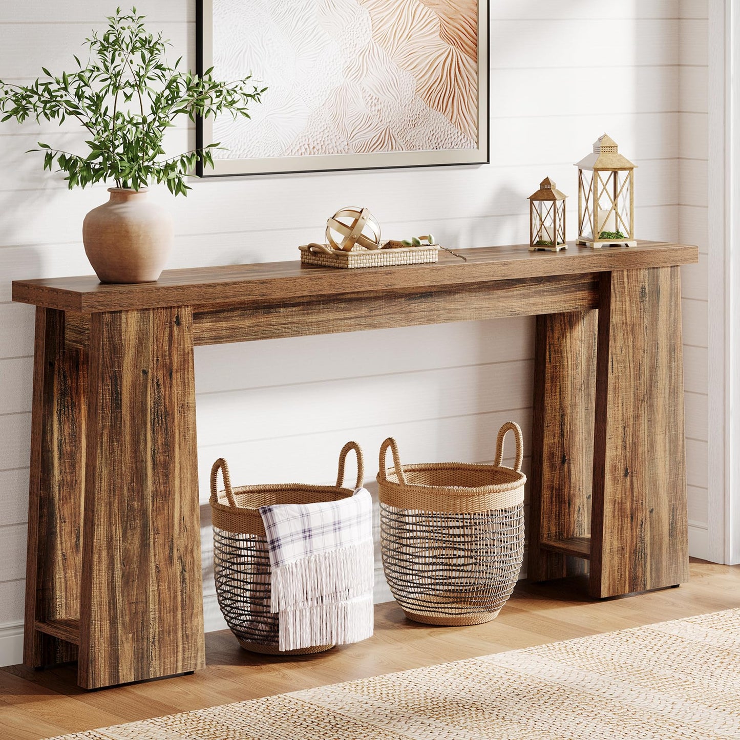 Tribesigns Entryway Console Table, 70.9-Inch Narrow Long Farmhouse Sofa Table Behind Couch, Skinny Entry Console for Living Room Hallway Entrance Foyer, Rustic Brown