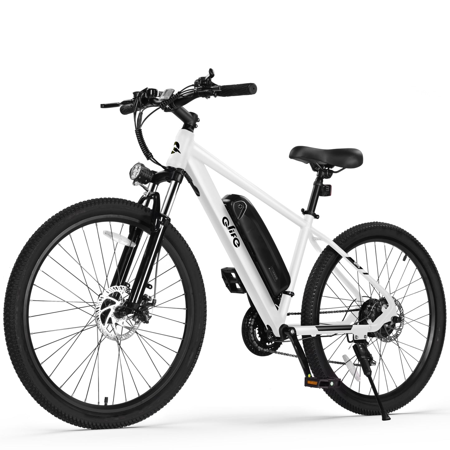 Qlife Racer Electric Bike for Adults - 21-Speed Mountain Lightweight Ebike with 750W Peak 22MPH Brushless Motor, 375Wh Removable Battery, 26X2.1 Step Over E-MTB,E Bikes,White