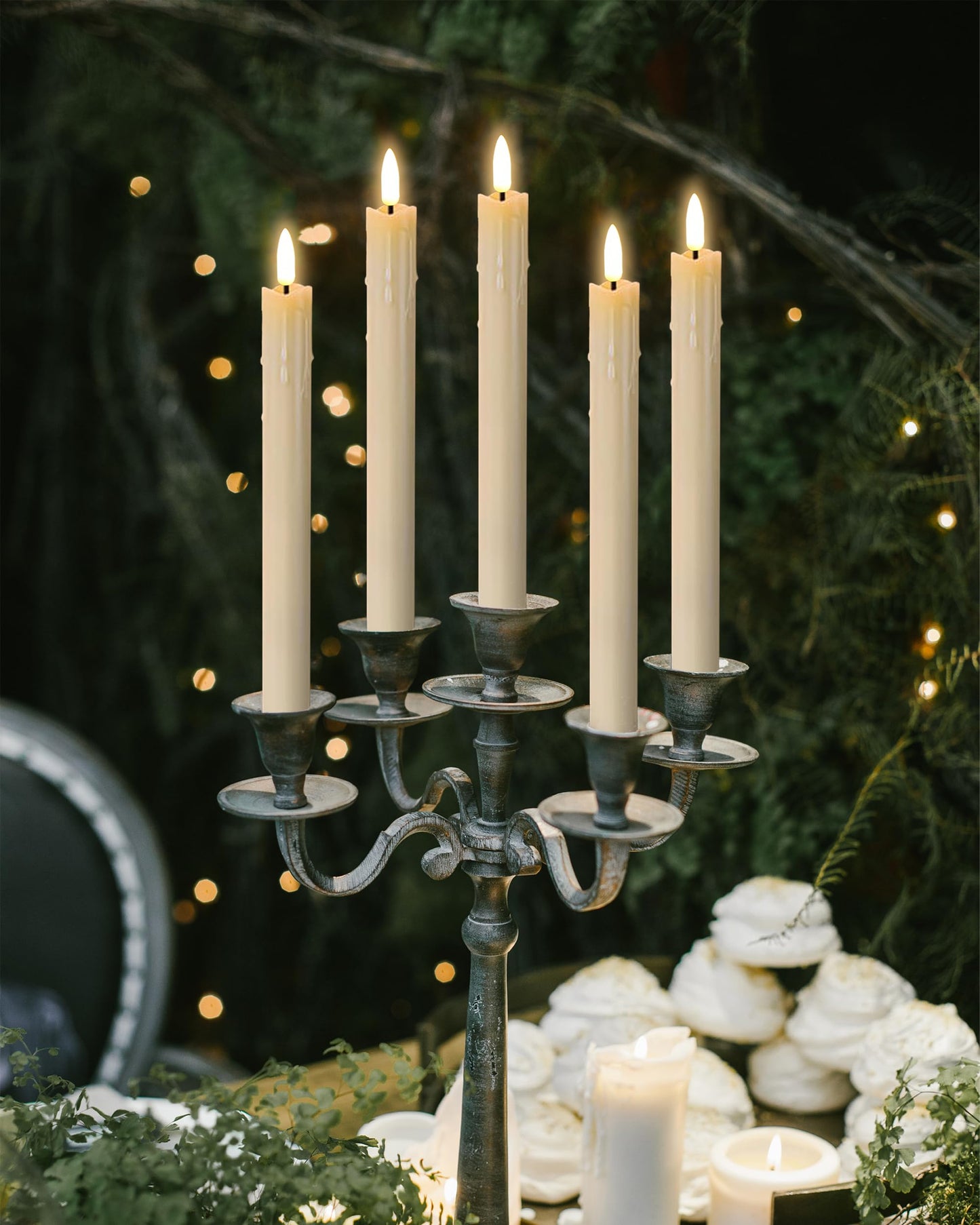 Gmnee 9.6" Rechargeable Flameless Taper Candles with Remote, Timer, Dimmer, Ivory LED CandleSticks, 6 Pack Long Candles Battery Operated for Window, Table, and Mantel Decor