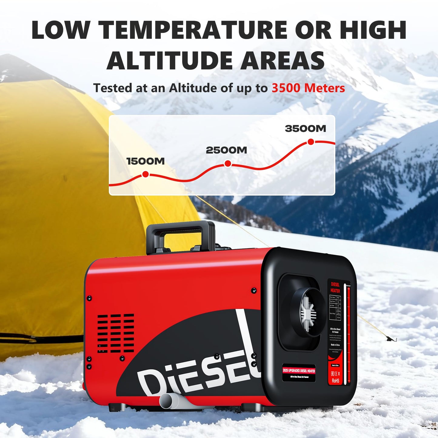 SILVEL Diesel Heater 8KW 110V/12V/24V, All-in-One 7L-8L Portable Diesel Air Heater with LCD Screen, Remote Control, Suitable for Car, Camper, RV, Truck, Home, Garage, Shop, Boat, Red