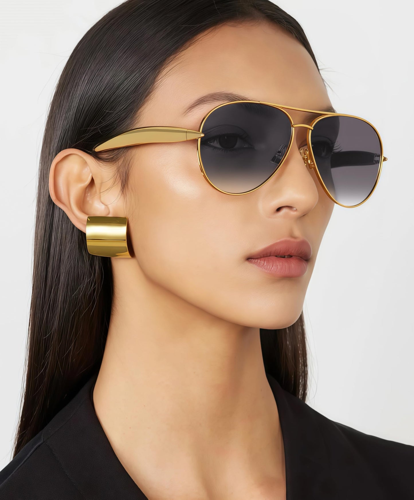 GUVIVI Retro Gold Aviator Sunglasses for Women Men, 2025 Metal Oversized 70s Aviators Black Sun Glasses