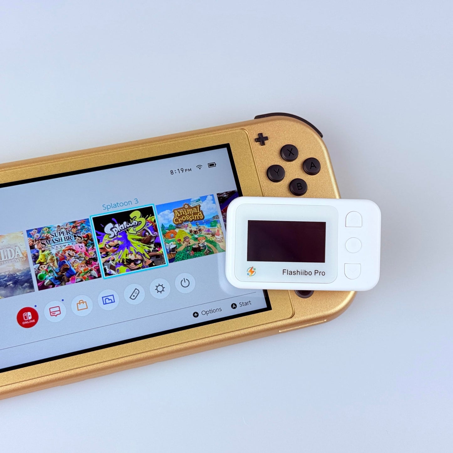 Flashiibo Pro NFC Emulator, NFC Tag Emulator, 3000+ Saves, Unlimited Rewrite, Auto UID Regen, Rechargeable Battery , 1.4" OLED Screen, Compatible with 50+ Games on Switch 1 & 2 (White)
