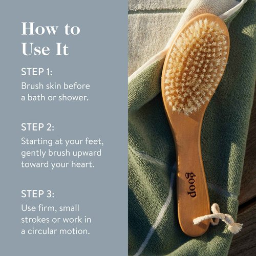 goop Beauty Dry Brush & Body Oil Bundle | Exfoliating & Detoxifying Dry Brush to Sweep Away Dead Skin Cells | 4 fl oz Fast-Absorbing Hydrating Body Oil to Moisturize Dry Skin | Silicone & Paraben Free