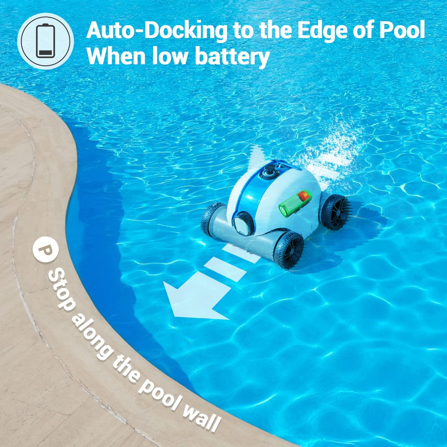 (2023 Upgrade) Rock&Rocker Cordless Robotic Pool Cleaner，Pool Vacuum with Dual-Drive Motors, Up to 90 Mins Runtime, Powerful Suction, Cleaning for Above or Inground Pools up to 861 Sq Ft, Blue