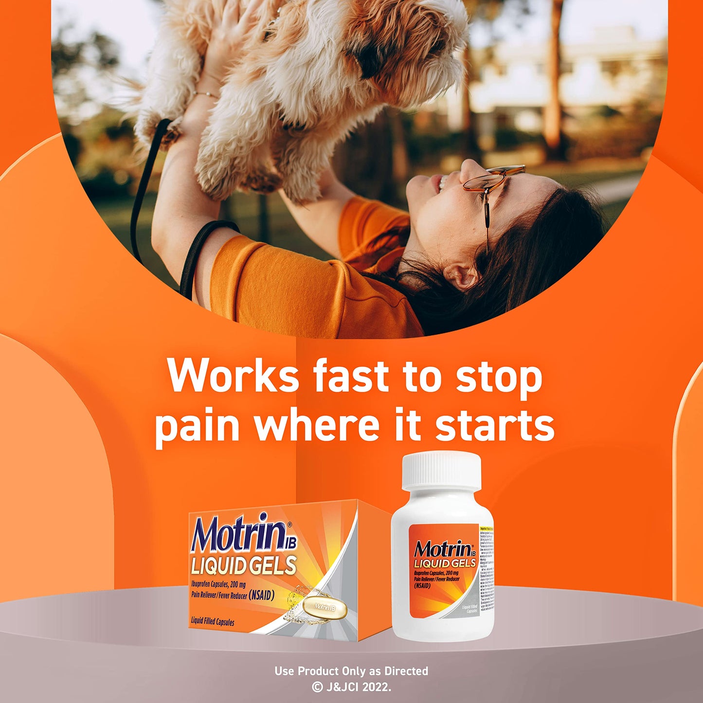 Motrin IB Liquid Gels with 200mg Ibuprofen per Caplet, Pain Reliever & Fever Reducer for Adults, Relief from Minor Arthritis Pain, Muscle Aches, Headache, Menstrual Cramps & Backache, 120 ct