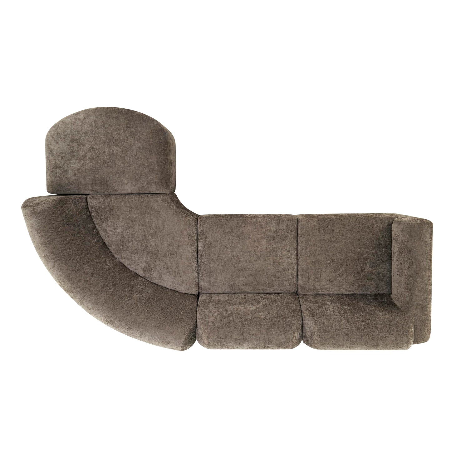 Merax Modern Curved Sectional Sofa with Ottoman, Couch 4-Piece Set High-Density Compressed Sponge, Fully Assembled, Right Hand Facing, Plush Deep Seat for Living Room, Lounge, Apartment, Dark Brown