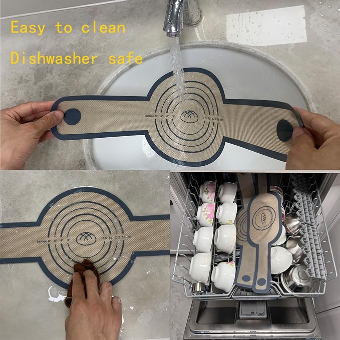 silicone baking mat Oval and Round-sourdough bread baking-supplies silicone bread sling bread making tools with Extra Long Handles, Easy and Stable to Transfer Sourdough Bread, Grey, Gray