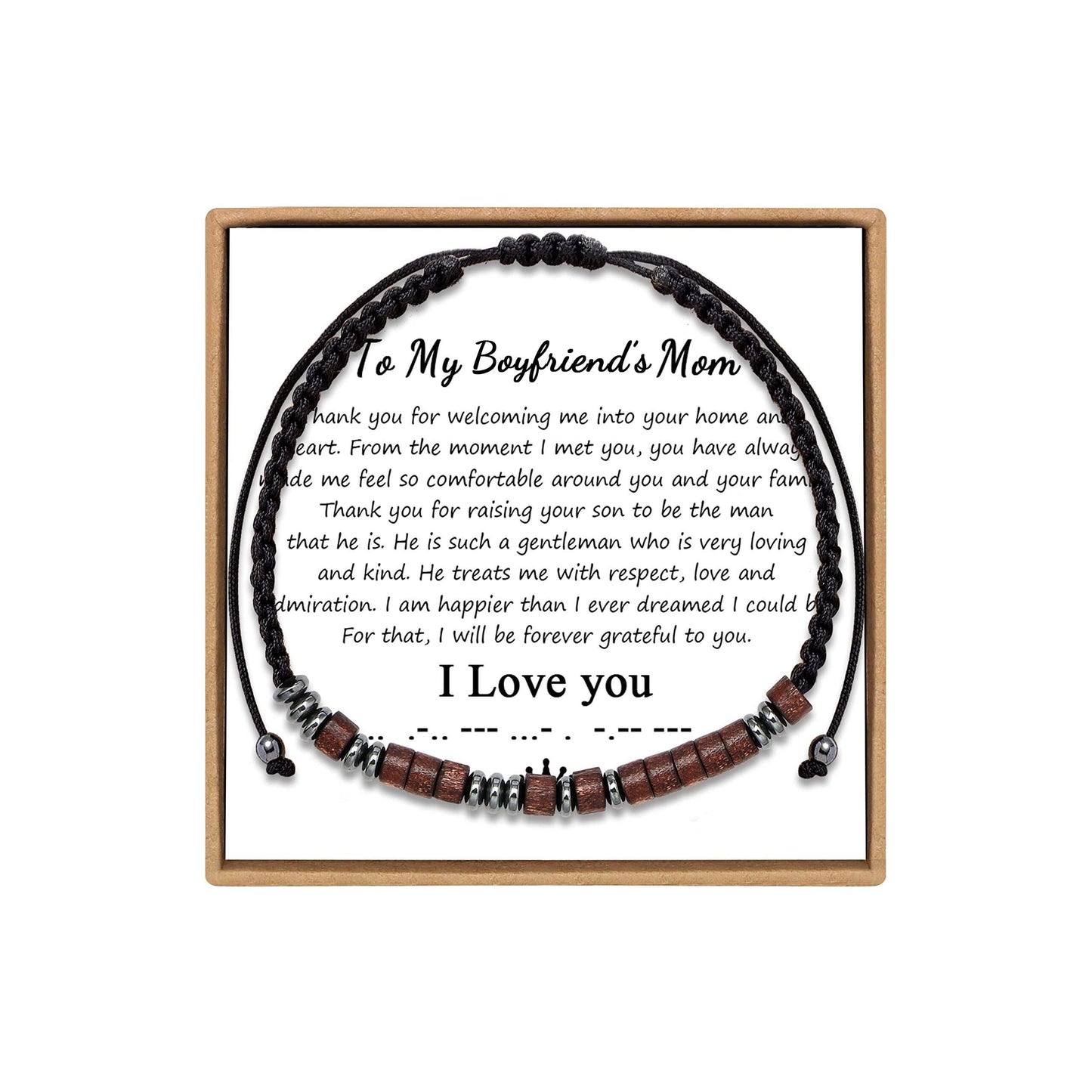 JoycuFF Boyfriend Mom Gifts for Her Birthday Mother's Day Thanksgiving Day Christmas Inspirational Morse Code Bracelets I Love y