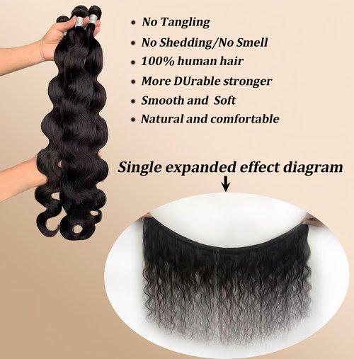 12A Unprocessed Brazilian Human Hair Body Wave human hair bundles 3 Bundles 18 20 22 Inch 300g/Pack Natural Black soft Smooth Double Weft Quick Weft Extensions for Women