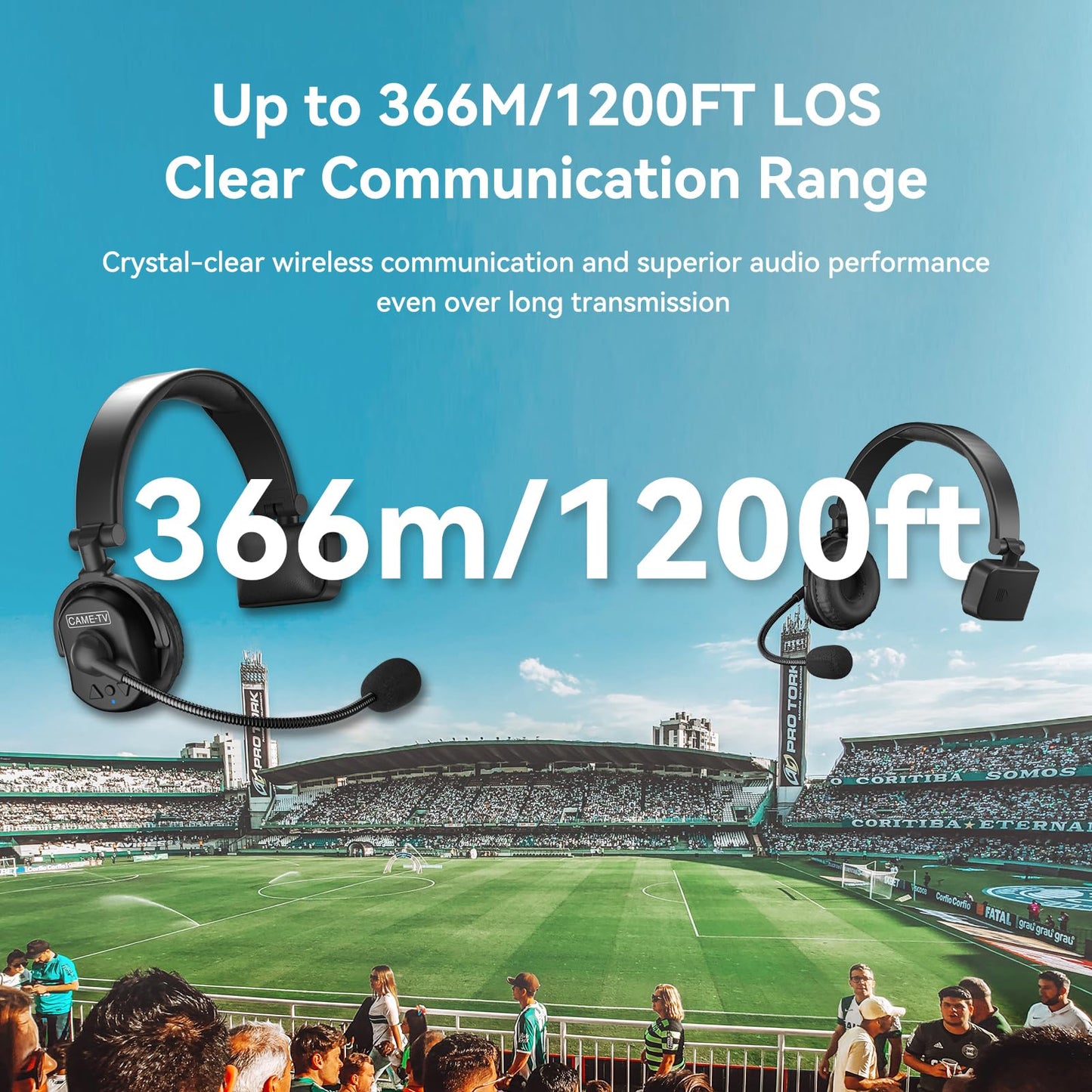 Cametv Waero 1.9Ghz Wireless Intercom Headset System Noise Cancellation Zero Latency Full Duplex 7 Person Team Communication Wit