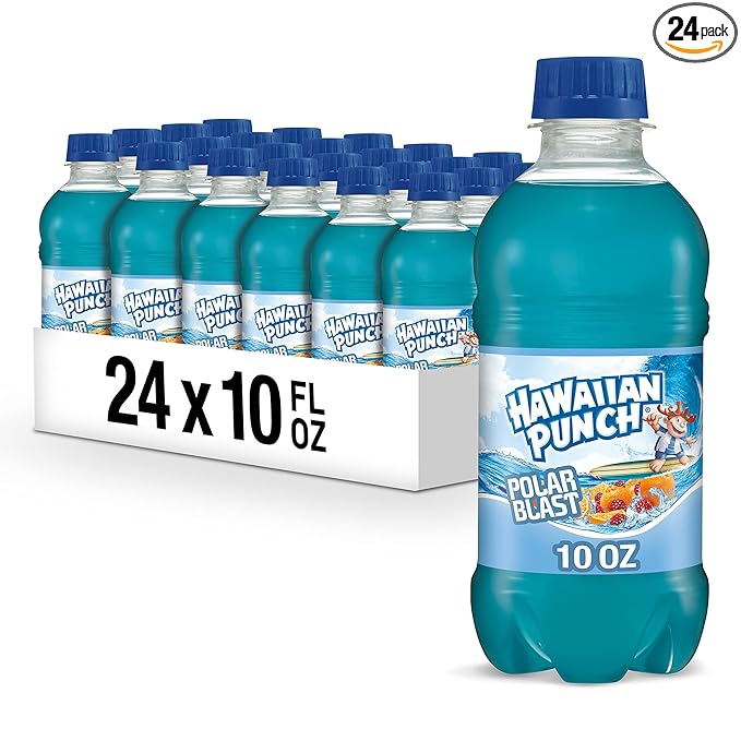 Hawaiian Punch Polar Blast Fruit Juice Drink, 10 Fl Oz Bottles, 24 Count (4 Packs Of 6), Ready-to-drink, On-the-go, Caffei...