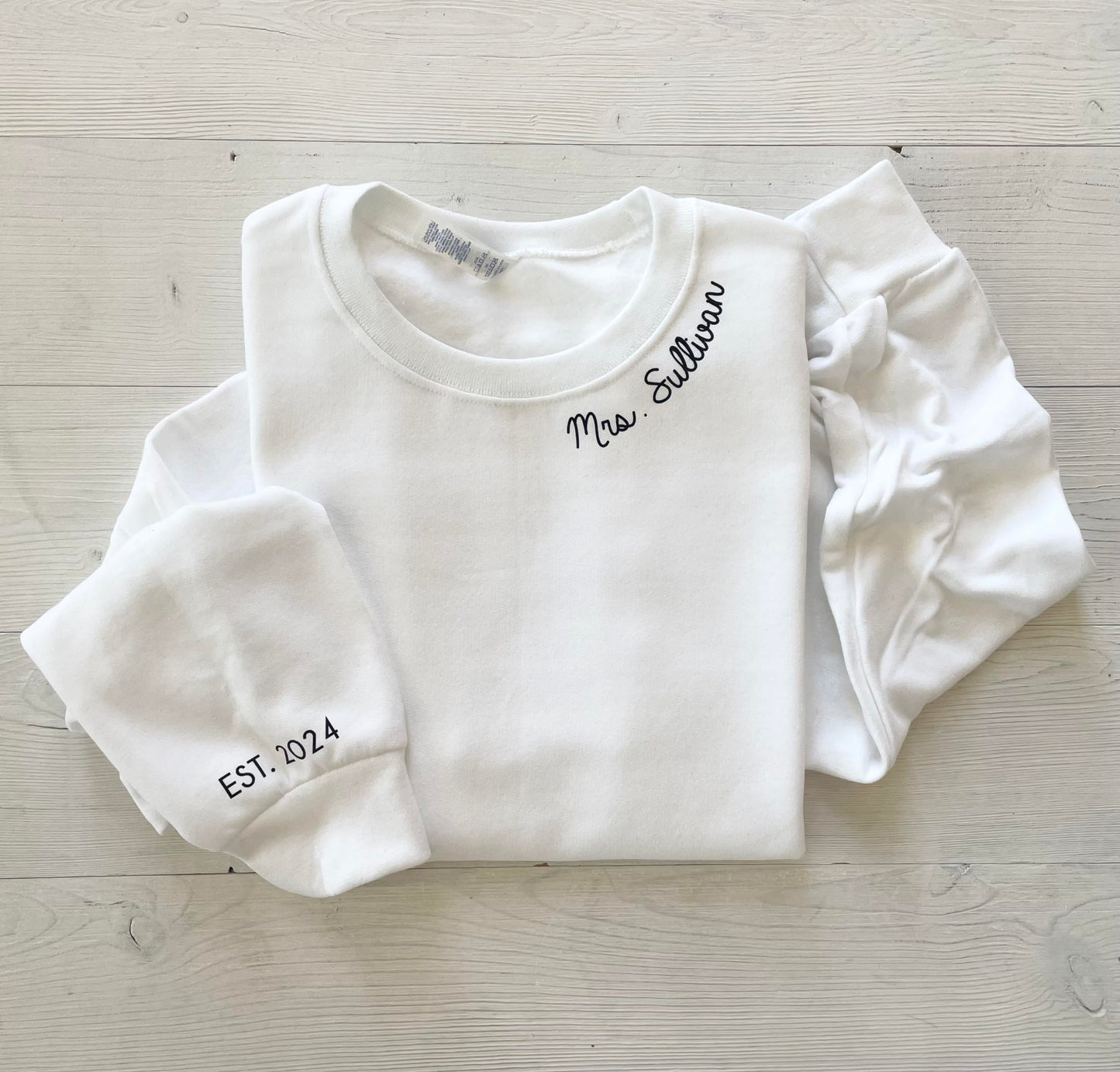 Up2ournecksinfabric, Mrs Sweatshirt - Custom Mrs Sweatshirt - New Mrs - Honeymoon Pajamas - Wedding Gift - Future Mrs. Gift