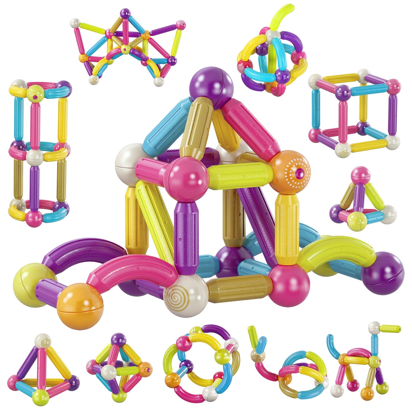Contixo STEM Building Toys - 110 pcs Marble 3D Magnetic Run Tiles Learning Stacking Educational Building Blocks Set, Creativity Beyond Imagination, Inspirational, Recreational Toy for Kids