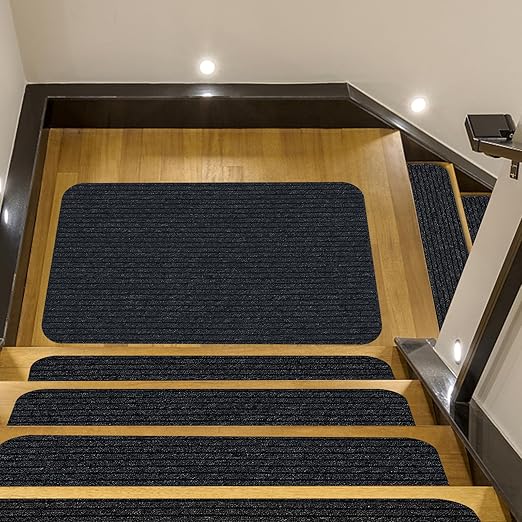 Stair Treads for Wooden Steps Carpet, Non-Slip Stair Runner Indoor Outdoor Stair Tread Mats Covers Pads, 19" x 31"Matching Landing Step Runner for Elders, Kids and Dogs (19" x 31", Grey)