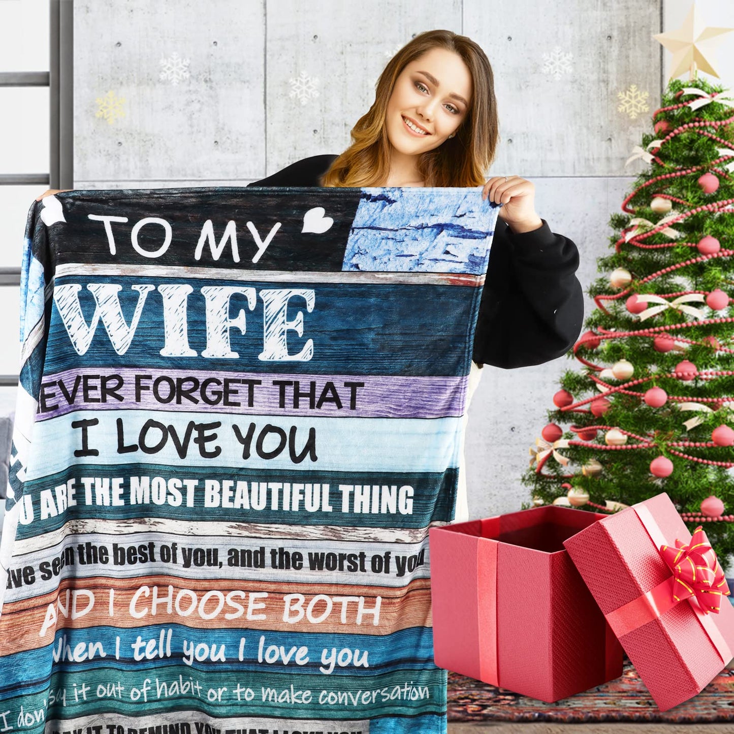 STRJOYNY Gifts for Wife from Husband, Anniversary Wedding Birthday Gift Ideas for Wife, I Love You Gifts for her, Romantic Gift for Women, to My Wife Blanket for Bedding Sofa Office Travel, 60''x50''