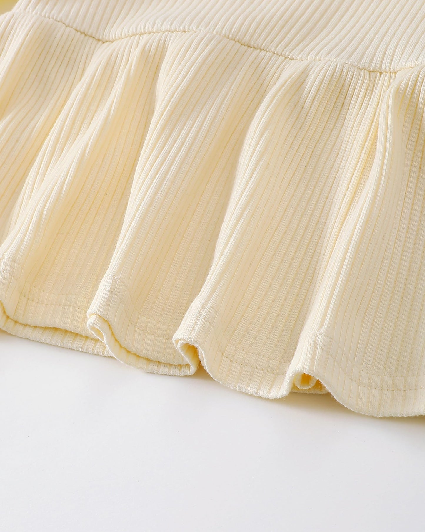 Renotemy Infant Baby Girl Clothes 12-18 Months Fall Winter Outfit for 1 Year Old Girl Gifts Puff Bubble Sleeve Knit Peplum Sweatshirt Flare Bell Bottom Jeans Matching Outfits Clothing Set Cream Yellow